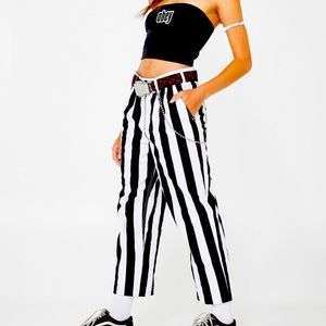 Obey worldwide striped cropped straight leg pants